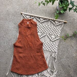 Like New Intimately Free People Burnt Orange Deep Plunge Sleeveless Top Size XS